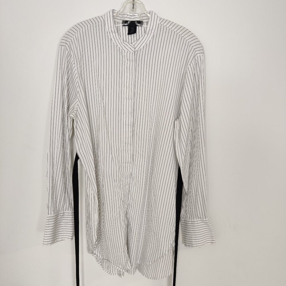 Maison Cinqcent Women's Tunic Size M Striped White Black Cotton Modest Casual